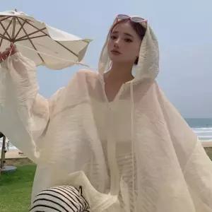 시스루 자외선 점퍼 자외선차단 컷아웃 카키 여름