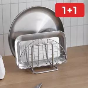 주방 싱크대 냄비뚜껑 거치대 스테인리스 물빠짐 도마 정리대  1+1
