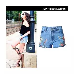 여자 청반바지 청바지 데님 옆트임 슬림 핫팬츠 자수 반바지 ST4