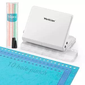 플래너용 바인딩 머신 워크라이온 메탈 10홀 펀치 및 멀티 컬러 30홀 루즈 바인더 링(10개)을 사용하여 B5