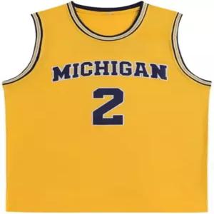 남자 주립 대학 2 레트로 빈티지 스로우백 농구 유니폼 자수 옐로우