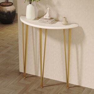 솔 모던 복도 거실 60x25x90 화이트 폭좁은테이블 현관 슬림 수납장 골드 북유럽