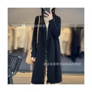 여자 가디건 롱 순 하프 울 코트 퍼 트리밍 니트 원템4