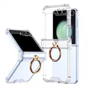 트라움몰 갤럭시Z플립7 6 5 4 3 힌지 골드링 투명 젤하드 케이스