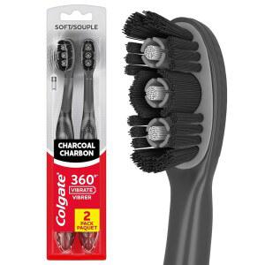 Colgate 360 진동 배터리 작동 칫솔 팩, AAA 1개 포함, 블랙, 2개입