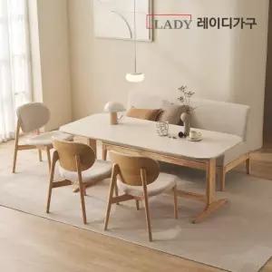 [3만원상품권]엘린 패밀리 원목 세라믹식탁 6인 세트 원목소파벤치의자형