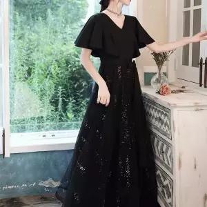 이브닝 파티 합창단 무대 셀프 블랙드레스