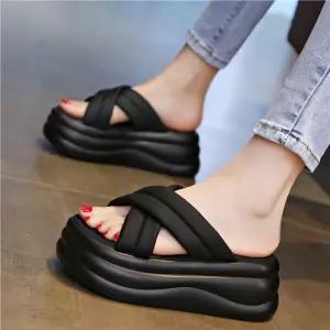 여름 여성용 샌들 7cm 물놀이 신발 EVA키높이슬리퍼 통굽 폭신한 비치 아쿠아 샌달