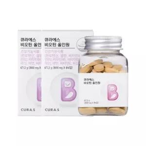 큐라에스 비오틴올인원 비타민 엽산 영양제 84정 2병