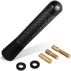 AXECO 유니버설 3인치 탄소 섬유 쇼트 안테나 자동차 라디오 AM/FM 차량 지붕 스터비 토퍼 교체용 블랙