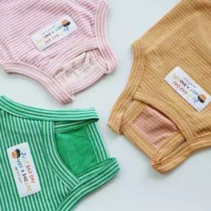 코코아허니 크레용 크롭 나시강아지 가로줄 강아지끈 캐주얼 애견 스트라이프 반려 애완 개나시