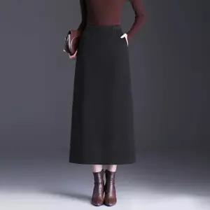 치마 여사친 롱 모직 오피스룩 동계 프로 허리 일자 밴딩 슬림핏 랩 정장 원픽4