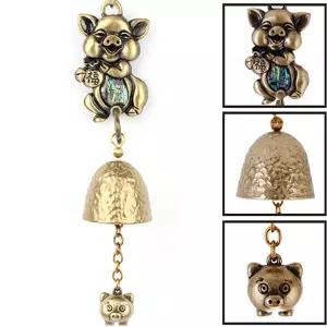 행운가득 인테리어 복돼지 캐릭터 자개 문종 1소품 인종 엔틱 수공예 현관 출입 딸랑이 작은