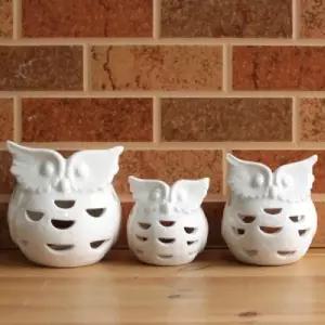 화이트 부엉이 패밀리 캔들홀더 3P 세트들거치대 초거치대 양초 들홀더 티라이트 인테리어소품 캔들 장식품