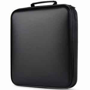 TIMCORR DVD 보관 CD 케이스 홀더: 바인더 보호 북 휴대용 오거나이저 -CD 지갑 160 디스크 홀더 하드 플라스틱 영화 블랙 포트폴리오 블루레이 앨범 소책자 자동차 가정용