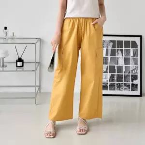 여성 일자 데일리 워싱 스트릿 와이드 카고 팬츠 바지슬랙스 반바지 밴딩 쿨팬츠 쿨링 마실룩 맘팬츠 통바