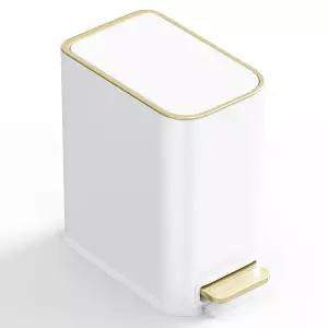 뚜껑 GibHerz 작은 욕실 쓰레기통 탈착식 내부 버킷 5L 13갤런 슬림 사무실 침실 거실용 스텝 스테인리스