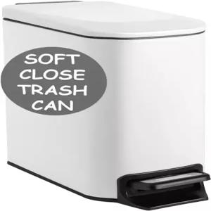 호미 소프트 클로즈 슬림 쓰레기통 6리터16갤런안티백 슬립 라이너 및 뚜껑 포함 미니 먼지통 또는 욕실
