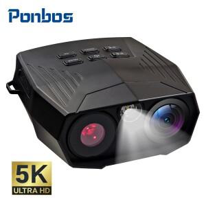 Ponbos Z8 휴대용 적외선 야간 투시경 카메라 5K 60MP UHD 야간 투시경 사냥 캠핑용 플래시라이트 포함