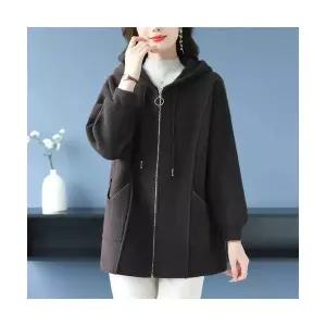 여성용 후드 가디건 모직 카디건 가을 겨울 롱 빅사이즈 날씬해 보이기 CH4