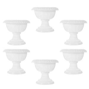 [미국배송] 프레티줌 6PCS 화이트 플라스틱 항아리 화분 야외 작은 선인장 다육식물 로마 기둥 유럽 스타일 받침대 꽃병 실내 정원 웨딩 데코