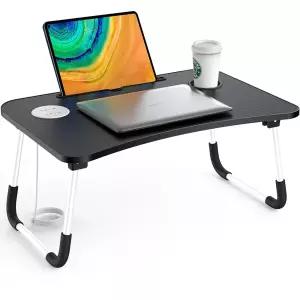 Elekin 접이식 Lap Desk LAPTOP 랩탑 노트북 Table w/ 보관 Drawer  Cup 홀더 Multi-Functi 인강용 가성비
