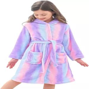 닥터 유니콘 여아용 소프트 후드 레인보우 목욕 가운 슬립웨어