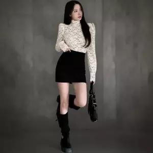 [하프클럽/]여성 겨울 기모 스웨이드 미니스커트