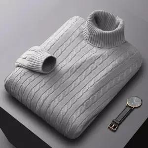 [라일리의류] Rly 남자 베이직 니트 스웨터 꽈배기 목폴라 기본 니