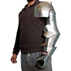 중세 풀 암 아머 u2013 18 게이지 스틸 폴드론, 가드 및 건틀릿 세트 기사 LARP, 코스프레, 재연 코스튬