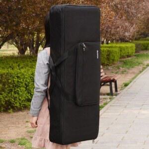 전자 피아노 가방 수납 블랙 악기 케이스 중형 건반 (98x41x16) 61키 보관함 이동식 방수