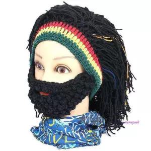 털실 비니 스키 수염 보드 털모자 가발abc902