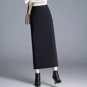 미니코코네 여자 정장 스커트 모직 가을 겨울 미디 트임 힙스터 슬림핏 허리 스트레이트 롱 DOS4
