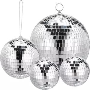 메카닉시 미러볼 4 6 8인치 유리 디스코 볼 장식 반사 볼과 걸이 링 실버 톤의 DJ 클럽 스테이지 웨딩