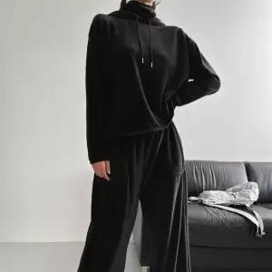 여자 소프트 골덴후드 언발 티셔츠 밴딩 조거팬츠 세트