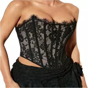 보드럼 여성용 Y2K 플로럴 코르셋 르네상스 뷔스티에 레이스업 백리스 파티 레이브 클럽 정상에 오르다