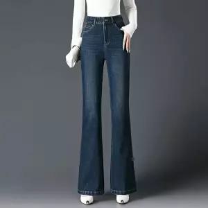 깜도리 여자 키작녀 와이드 청바지 데님 부츠컷 가을 겨울 롱 바지 하이웨스트 슬림핏 꾹4