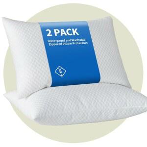 방수 베개 보호대, 지퍼가 달린 보호 커버, 유발 물질 방진 케이스, 퀸 사이즈 2팩(화이트-2팩, 퀸)