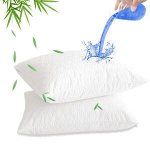 지퍼 킹 사이즈의 AVARNO 베개 보호대, 대나무 비스코스 방수 저자극성 커버, 울트라 소프트 무소음, 냉각, 세탁기 세탁 가능, 2종 세트