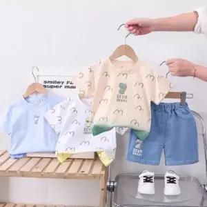 남아 그라데이션 라운드 반팔 면티 상하복 세트 어린이집 아동 실내복 유아 키즈 유치원 등원복