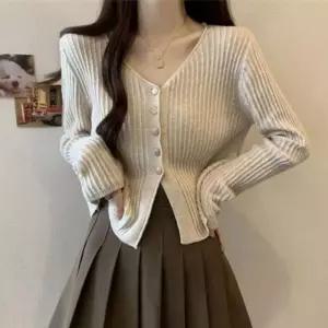 [라일리여성의류] Rly 레이디스 브이칼라 롱셔츠 카디건 시그니처 스웨터