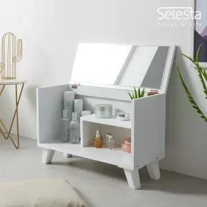 프리티C 덮개식 거울 좌식 화장대 좌식화장대 서랍장 화장품정리대 화장대서랍장 콘솔 콘솔화장대