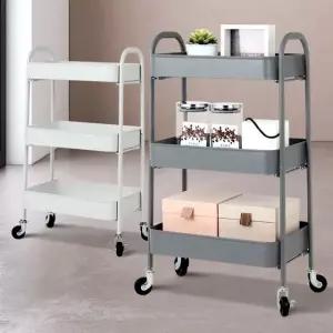 로크 3단 이동식트롤리 선반트레이 이동철제 수납바퀴 이동식선반 틈새수납 국민트롤리 기저귀트롤리