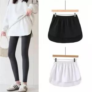 페이크 레이어드티 이너웨어 스커트 맨투맨 밑단 이너 스커트 엉덩이가리개 여성 티셔츠 밴딩 웨어 림