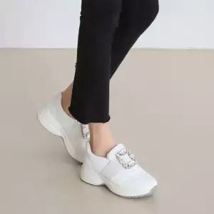 여자 키높이 데일리 운동화 스퀘어 큐빅장식 슬립온 WEC88FD