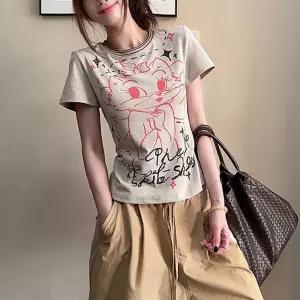 G126940 러블리 고양이나염 스판 티셔츠