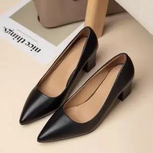 고급스러운 여성 펌프스 힐 정장 면접용 검정 구두