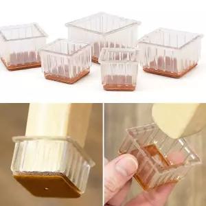 사각 투명 의자캡 36mm 4P 의자 발커버 긁힘 소음방지/의자발커버/아랫집/층간소음/식탁/마루/손상/방지