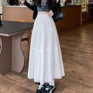 여성 체형커버 레이스 롱스커트 화이트 1P 플레어 WFJP6JN