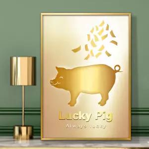 황금돼지 그림 풍수인테리어 액자 A3 부자되는그림 PIG6 풍수그림 돈들어오